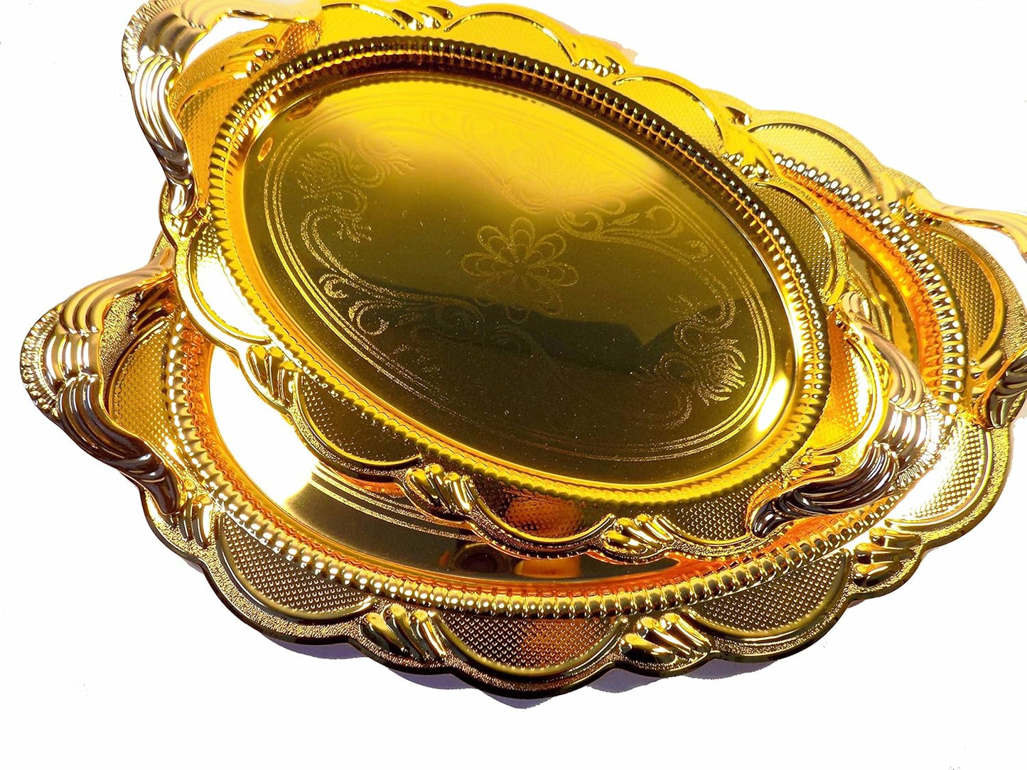serving tray stainless set of 2
