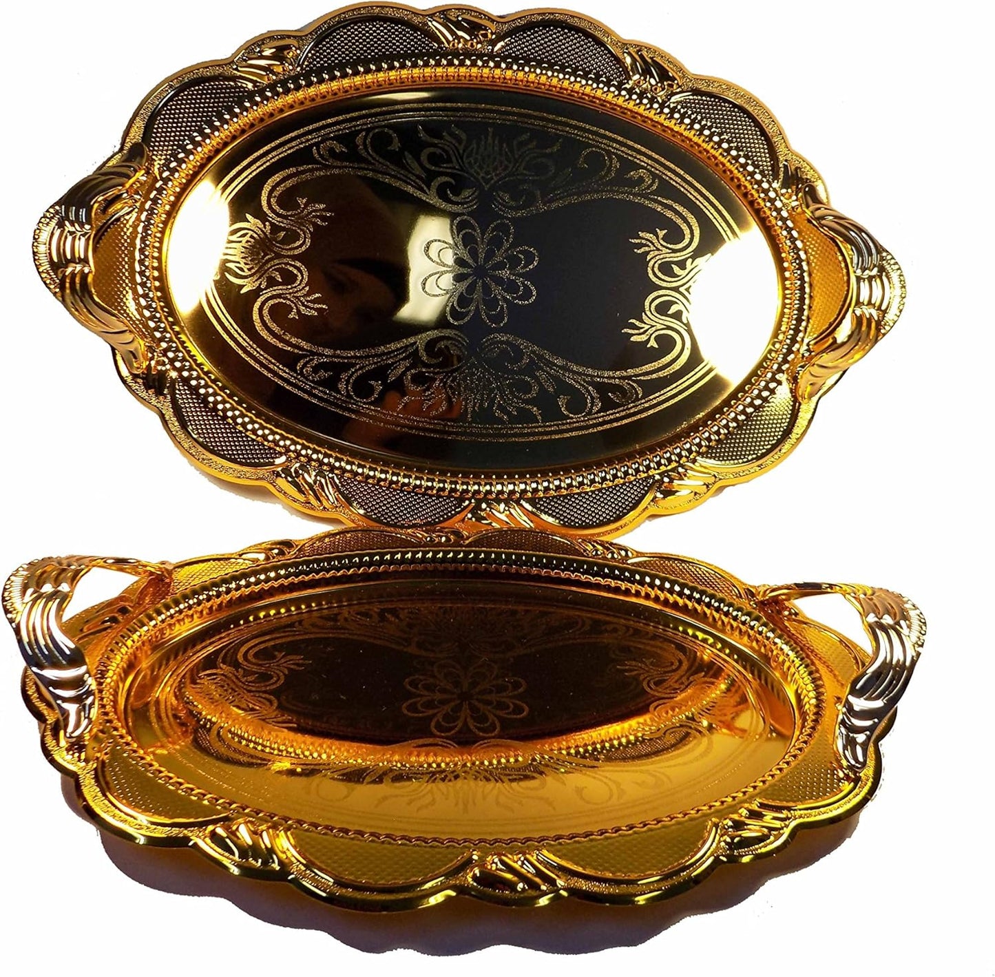 serving tray stainless set of 2
