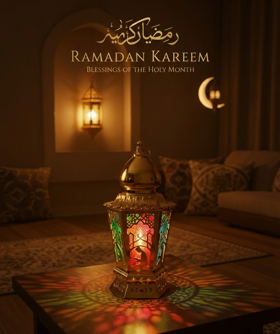 Luxury Sparkling Diamond Crystal Ramadan Lantern – Gold Ornate Night Light, Elegant Eid Mubarak Tabletop Decor, Traditional Hanging Fanous for Ramadan Home Accents