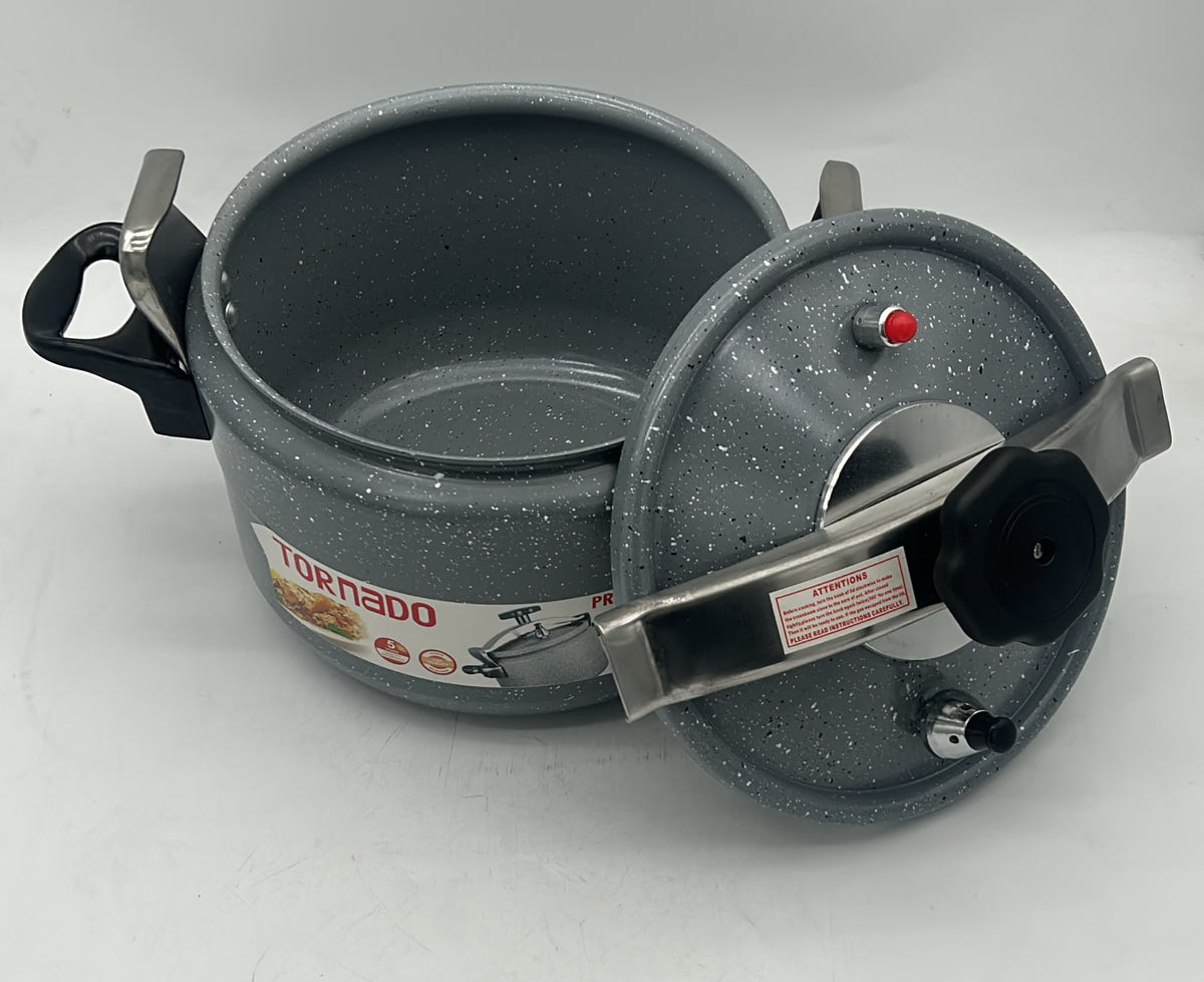 Tornado Aluminum Pressure Cooker with Locking Lid and Heat-Resistant Handles (Pick Your Color)