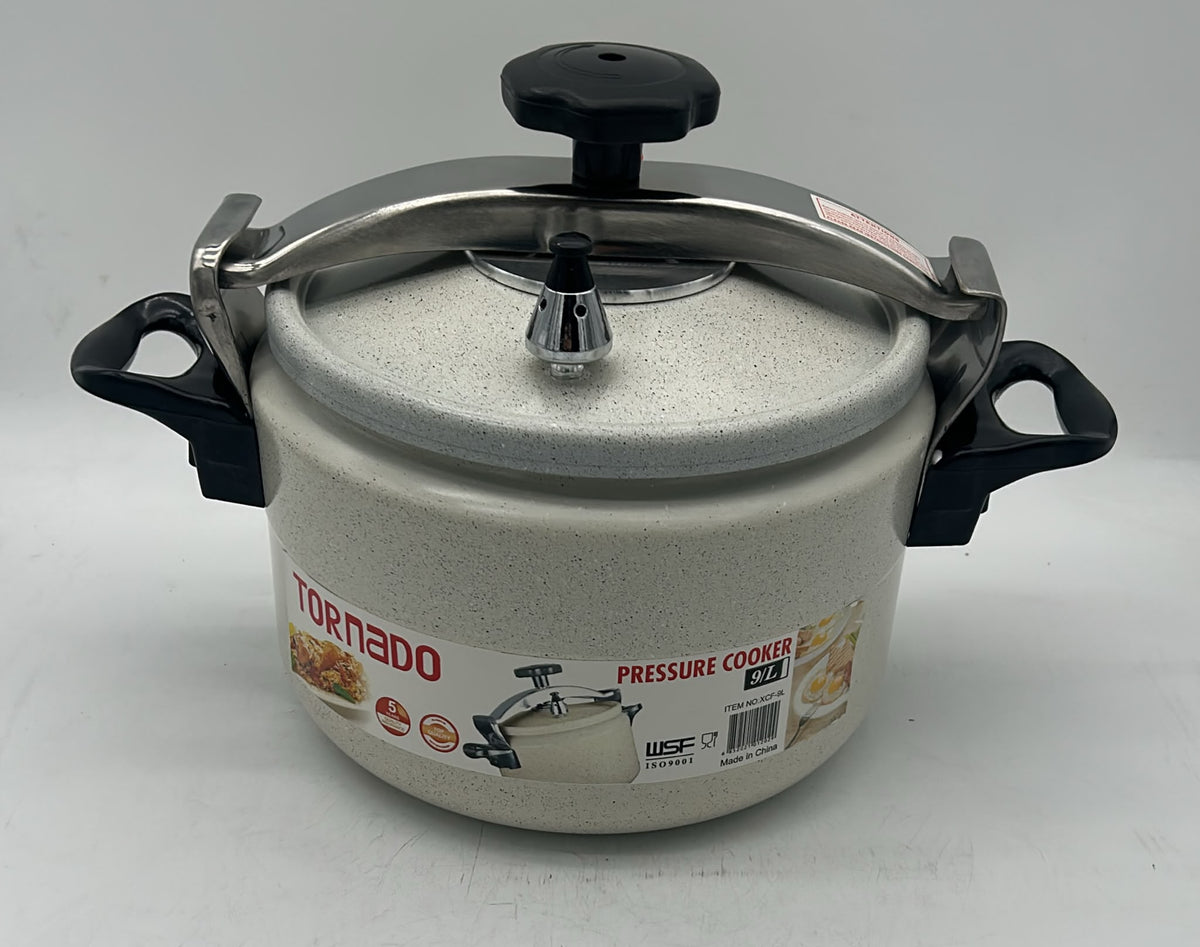 Tornado Aluminum Pressure Cooker with Locking Lid and Heat-Resistant Handles (Pick Your Color)