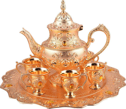 LUXURY GOLDEN TURKISH COFFEE POT SET of 9