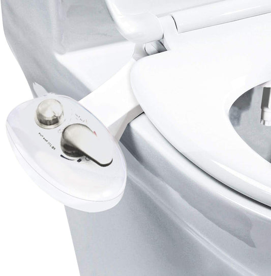 Self Cleaning Nozzle Bidet Non-Electric Home Mechanical Toilet Seat Attachment Retractable Nozzle, Fresh Water Pressure Adjustment( Warm Water Metal)