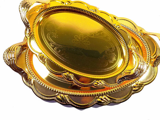 serving tray stainless set of 2