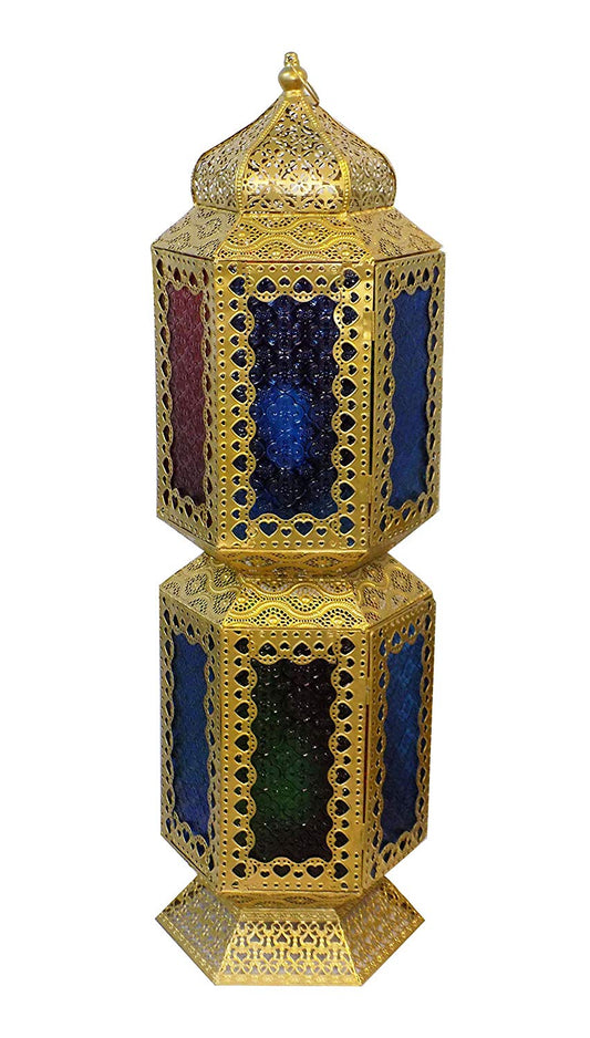 Ramadan Gifts & Decor Green Glass Moroccan Candle Holder Hanging Lantern